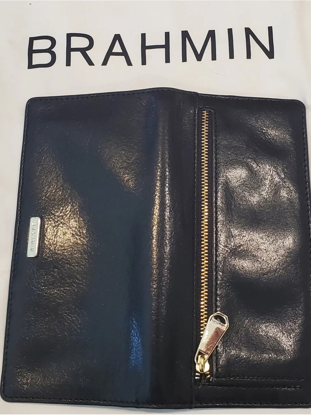 Brahmin Black Wallet & Brown Snake-Print Tote w/ Black Handles & Gold Hardware